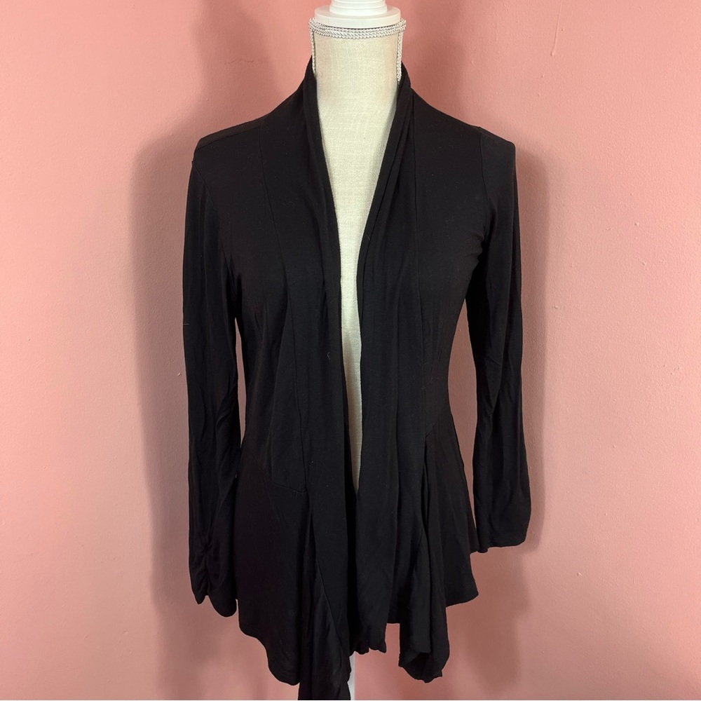 New Directions Open Front Knit Cardigan Cozy Women’s L Long sleeve Black